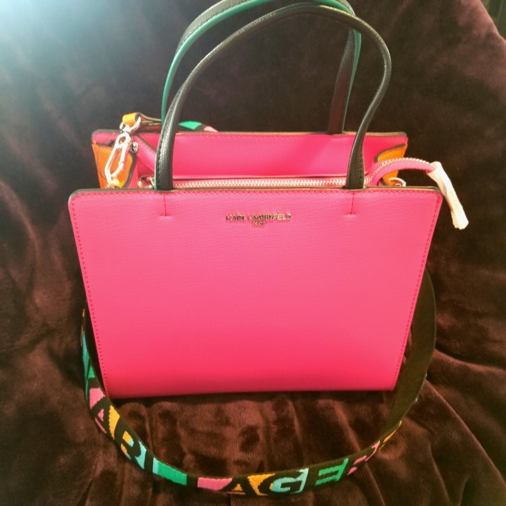 NWT Karl Lagerfeld Paris Hot Pink Crossbody Bag
